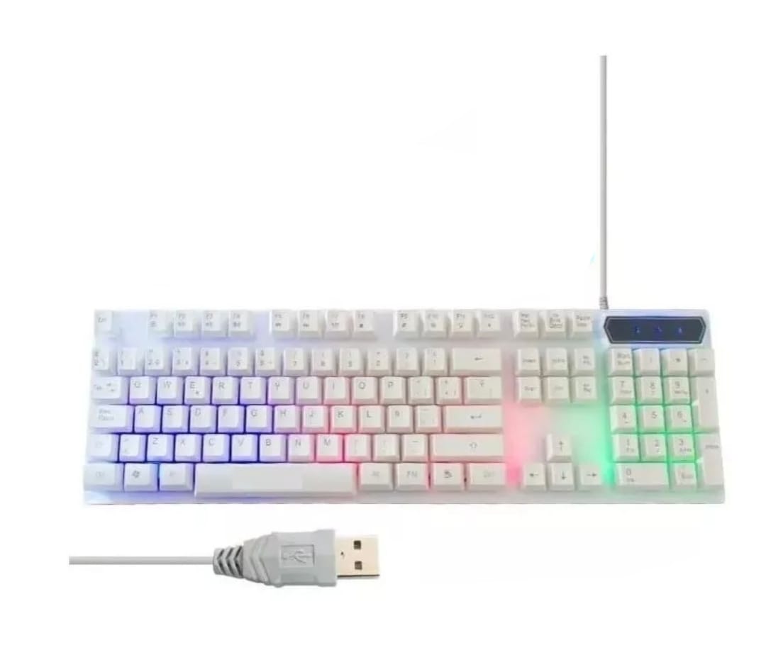 Combo Teclado Mouse Gamer Rgb Set Blanco Kit Retroiluminado